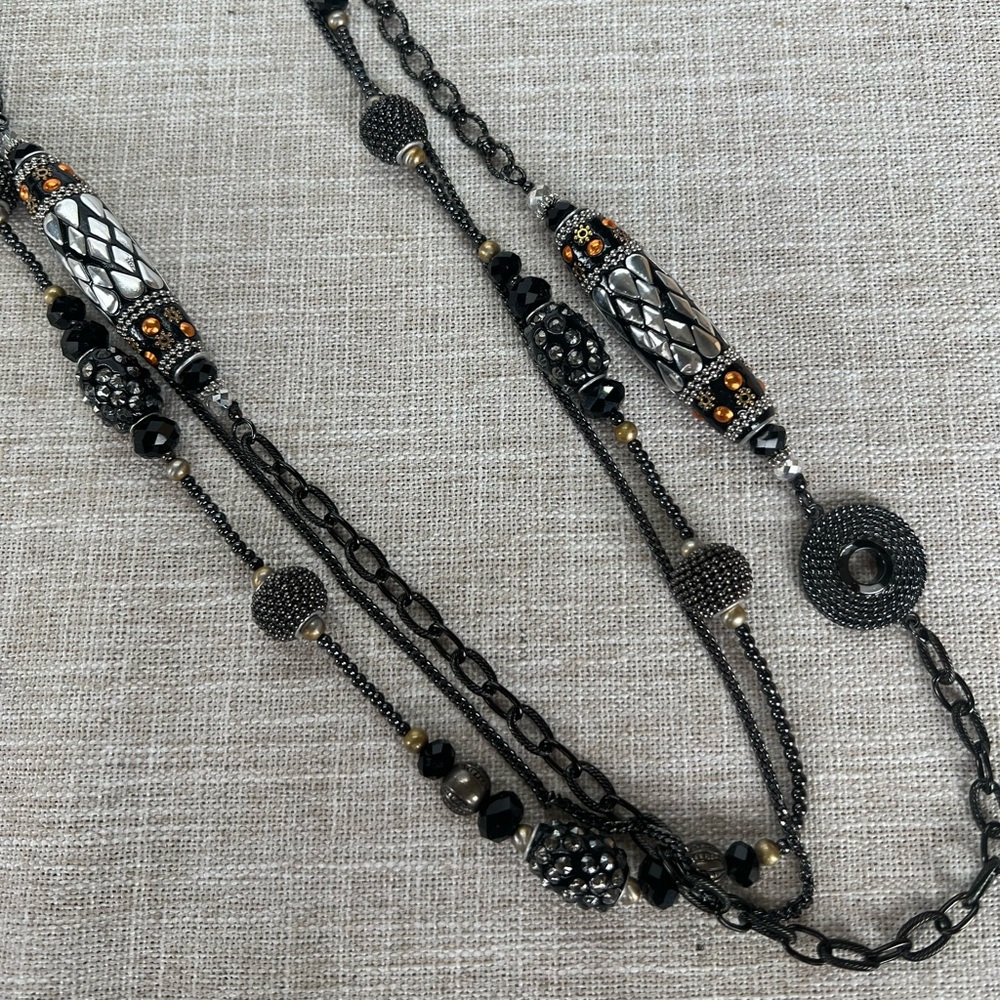 Fifth Avenue Collection Hematite & SWAROVSKI CRYSTAL Bead Necklace NWT 28”